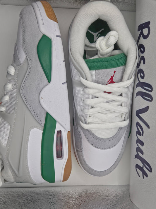 Jordan Air 4 RM sneakers in a White, Pine Green, and Neutral Grey